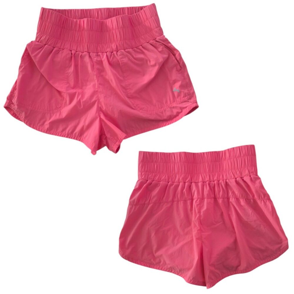 JoyLab High Rise Smocked Running Shorts Coral Pink Lined Athletic Small